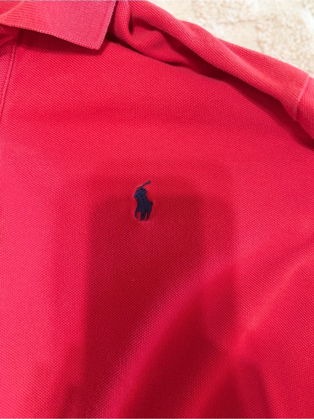 Polo Ralph Lauren Men’s Large Red Long Sleeve Polo Shirt Navy Pony